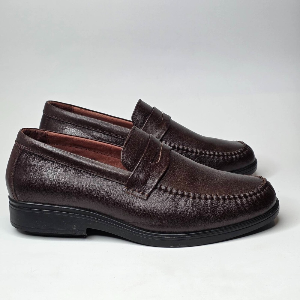 Gravity Defyer Sorrento Men's Dress Shoes Size 9.5 M Brown Leather Penny Loafers